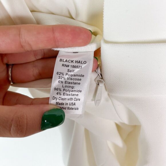 Black Halo NWOT Brooklyn Elbow Length Ruffle Sleeve Jumpsuit White Size 2 - Picture 7 of 8